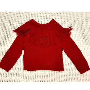 Red fringe sweater